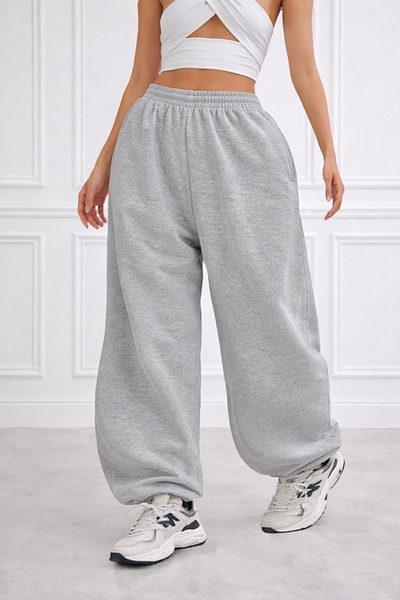 BSBSPOR Yazlık Büyük Beden Lastikli Paça Bol Kalıp Yüksek Bel Jogger Model Gü...