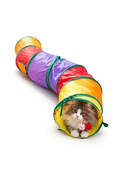 HAYHAYPETSHOP Kıvrımlı kedi tüneli katlanır gökkuşağı uzun kedi köpek oyun tü...