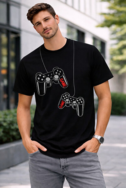 VODEXA Tricou oversize pentru bărbați GAME SLEEVES Imprimat 100% bumbac Trico...
