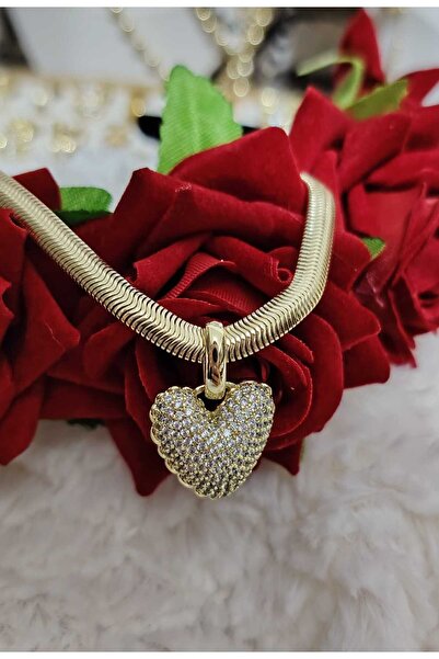 OEM Κολιέ φίδι με μενταγιόν καρδιά αγάπης