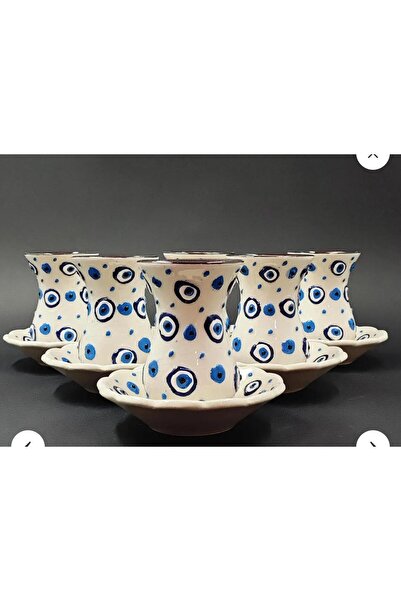 Si Sorti Ceramics Nazar Boncuklu Çay Bardağı Seti 6’lı – Dekoratif Seramik (E...