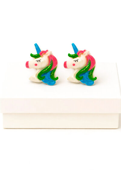 MakeWell Gökkuşağı Unicorn Tasarımlı Deliksiz Kulaklar için Deliksiz Klipsli ...
