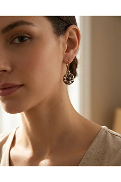 Dorvina Bronze Earrings Authentic Jewelry Margazite Stone Sun Model Vintage W...