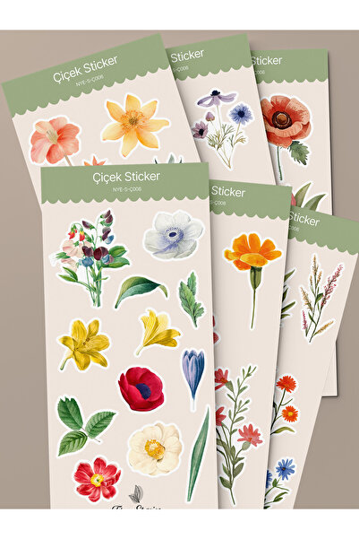 tinystoriestr Σετ αυτοκόλλητων λουλουδιών - 6 φύλλα / Ατζέντα, Αυτοκόλλητα, Λ...