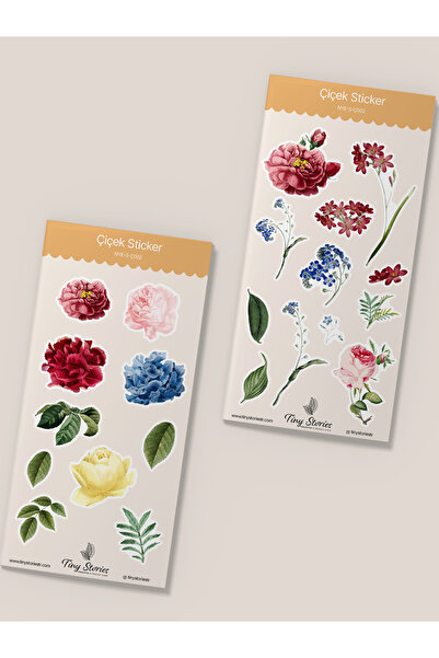 tinystoriestr Flower Sticker Set - 6 Sheets / Agenda, Stickers, Scrapbook