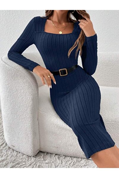 Iuliashop Rochie midi Lotus Bleumarin - M