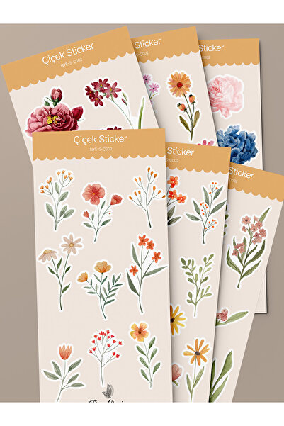 tinystoriestr Σετ αυτοκόλλητων λουλουδιών - 6 φύλλα / Ατζέντα, Αυτοκόλλητα, Λ...