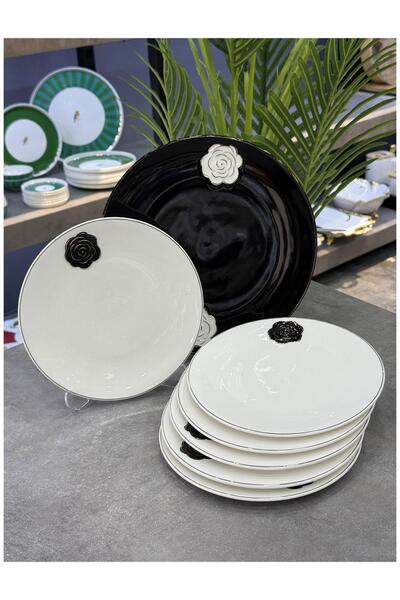 Doğudeko Lüx Porselen Rozsa 7 Parça Pasta Seti White