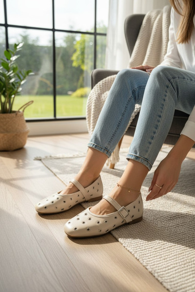 Moda fiesta Μπεζ Λεπτομερείς Γυναικείες Μπαλαρίνες Καθημερινά Άνετα Κομψά Παπ...