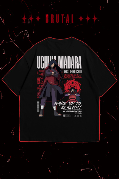Brutal Dept. تي شيرت Madara Uchiha Anime - تي شيرت أسود كبير الحجم مطبوع عليه...