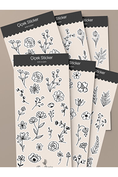tinystoriestr Σετ αυτοκόλλητων λουλουδιών - 6 φύλλα / Ατζέντα, Αυτοκόλλητα, Λ...