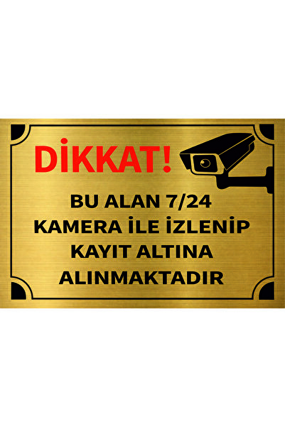 DHELEKTROMARKET 📹 DİKKAT! 7/24 Kamera ile İzlenen Alan Uyarı Levhası SARI (2...