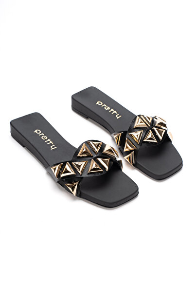 nhtshoes Γυναικείες χρυσές παντόφλες με αξεσουάρ