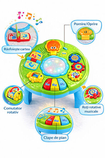 OEM Διαδραστικό μουσικό τραπέζι για μωρά από 18 μηνών, με φώτα, ήχους, εκπαιδ...