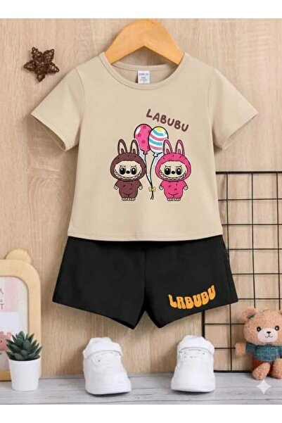 Nice Clothes تي شيرت صيفي للأطفال شورت يونيسكس (طباعة بالون لابوبو)