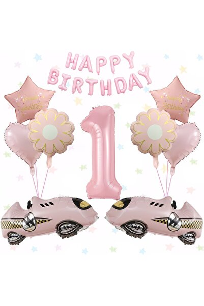 ÇITIPITISTORE Pembe arabalı doğum günü yaş parti balon set