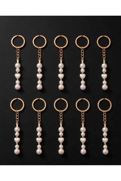 VESPERASTOREE Pearl Heart Keychain Gift Henna, Wedding, Engagement 50 Pieces