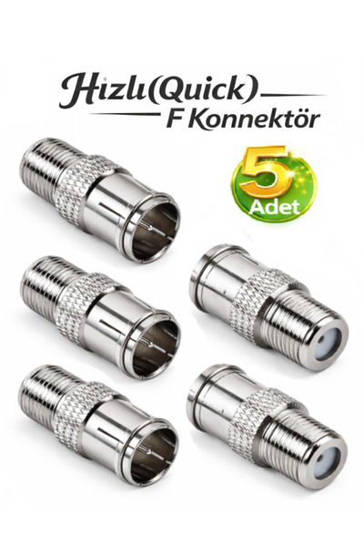 ANKTEK 5 Adet Hızlı F Konnektör Adaptör Rg6 Anten Kablosu Jak F Quick ( Hızlı...