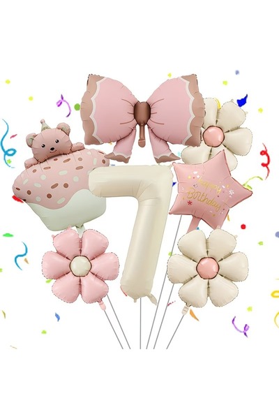 ÇITIPITISTORE Σετ πάρτι γενεθλίων με ροζ κορδέλα, αρκουδάκι, τριαντάφυλλο, ρο...