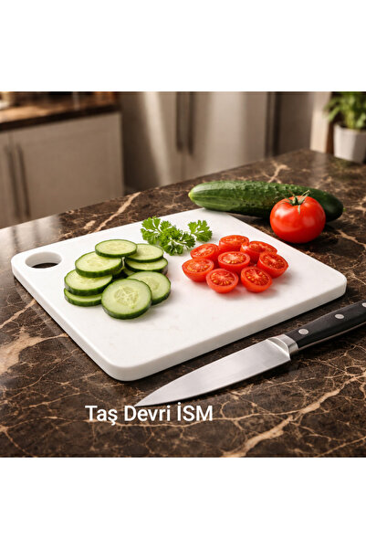 Taş Devri İSM Mermer kesme tahtası,Mermer sunumluk, 23 cm*29 cm,Çizilmez leke...