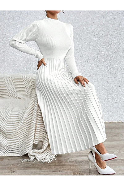 Iuliashop Rochie midi tricotată albă Erika - M