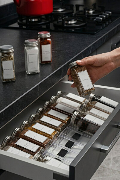 12-Piece Modular LEGO Stand Glass Spice Rack Set in Drawer | 120 ml |