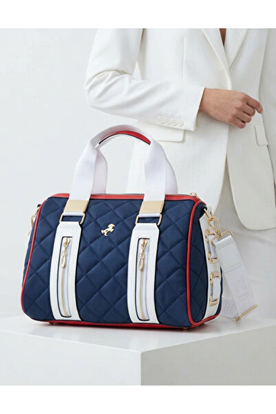 Miami Polo Mega Size Quilted Hand and Shoulder Strap Women's Bag with Gold Accessory