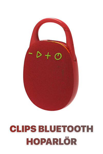 METONTECH Clips Taşınabilir Bluetooth Hoparlör, IPX6, USB, AUX, TF, Kırmızı
