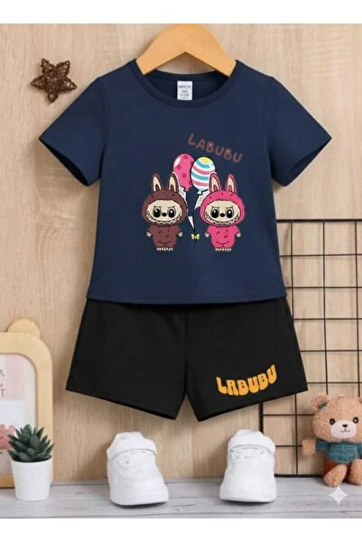 Nice Clothes تي شيرت صيفي للأطفال شورت يونيسكس (طباعة بالون لابوبو)