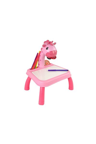LeanToys MĂSUȚĂ DINOZAU CU PROIECTOR PENTRU DESEN + ACCESORII CULOARE ROZ