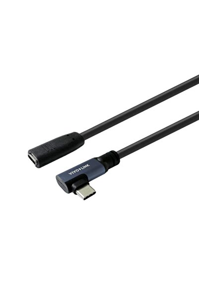 VivoLink USB-C tată cotit la 90 de grade la mamă, 0,3m, USB 3.2, Suportă tran...