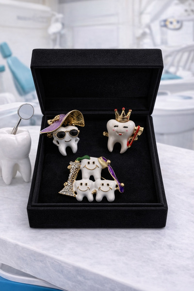 PULİNİN DÜKKANI Dişçi Temalı Broş Seti | Sevimli Diş Figürlü Takı Seti | Diş ...