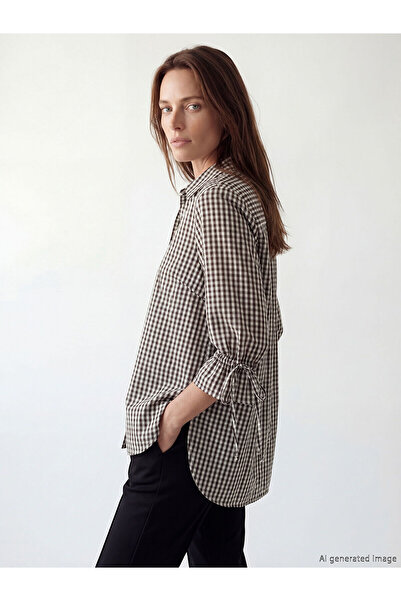 LC Waikiki LCW Grace Καφέ Καρό Γυναικείο Πουκάμισο