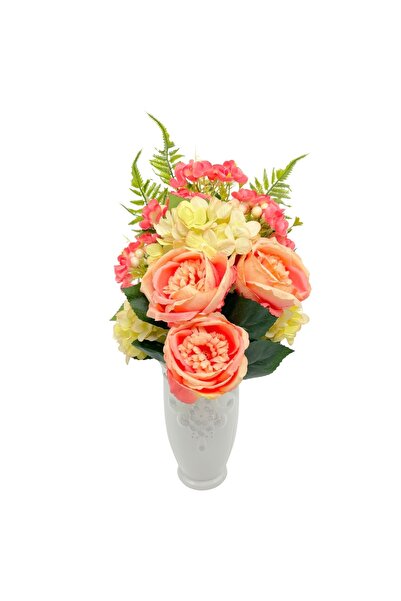 AFO Μπουκέτο με 11 τριαντάφυλλα Όστιν και υδραγγέια σε απόχρωση σολομού