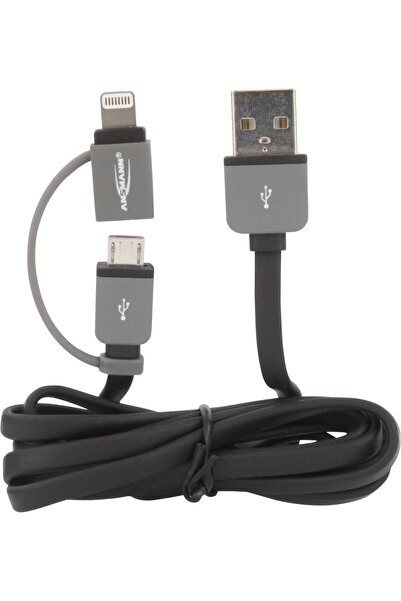 ANSMANN Cablu USB-A la USB - MicroUSB + Lightning 1 m Gri (1700-0037)