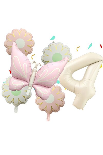 ÇITIPITISTORE Ροζ ματ μπαλόνια πεταλούδας με αριθμούς ηλίανθου, σετ μπαλονιών...