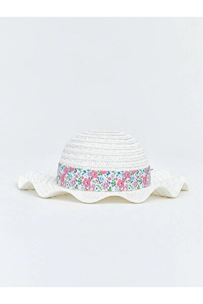 LC Waikiki Ανθισμένο ψάθινο καπέλο Fedora για κορίτσια (S6)