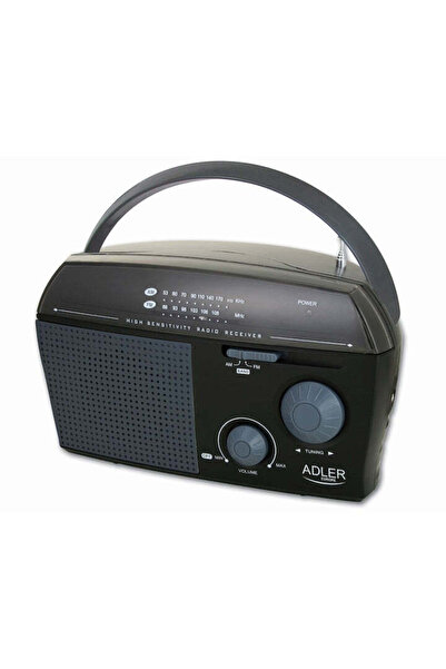 adler Classic Portable AM/FM Radio with Telescopic Antenna and Handle, Powere...