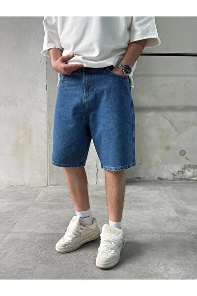 DIFRANSEL JEANS Erkek Baggy Fit Bermuda Denim Şort