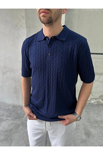 DIFRANSEL JEANS Ανδρικό μπλουζάκι με λαιμόκοψη πόλο με πλεκτό σχέδιο Relax Fit