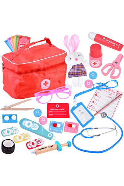 Jokomisiada Set de doctor mic cu accesorii din lemn ZA3242