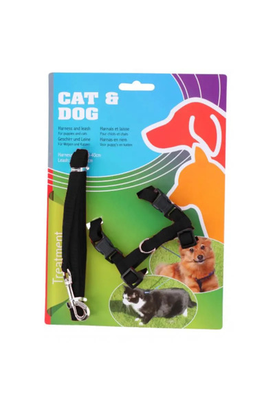 INNY Ham de nailon / ham 30-40 cm pentru câine sau pisică + lesă 120 cm (negru)