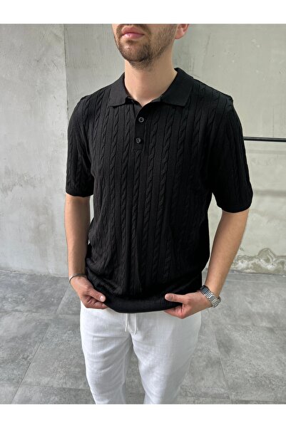 DIFRANSEL JEANS Ανδρικό μπλουζάκι με λαιμόκοψη πόλο με πλεκτό σχέδιο Relax Fit