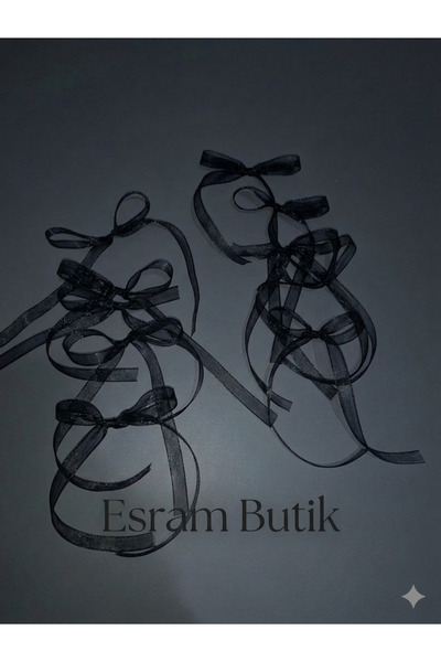 Esram Butik 10 Adet Organze Siyah Fiyonk, Doğum Günü, Pasta, Balon Süsü, Part...