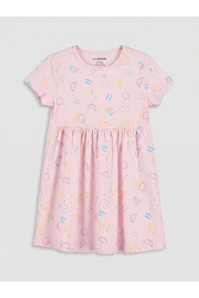 LC Waikiki Nevavm Oval Collar Printed Girl's Dress with a Difference