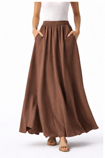 memetti m şekil Γυναικεία φούστα σε χρώμα κανέλας με ελαστική μέση και τσέπες...