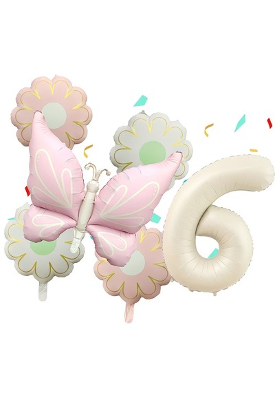 ÇITIPITISTORE Ροζ ματ μπαλόνια πεταλούδας με αριθμούς ηλίανθου, σετ μπαλονιών...