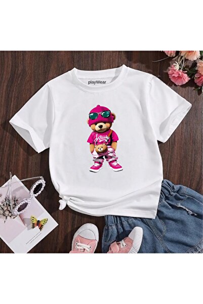 playwear Παιδικό unisex μπλουζάκι με στάμπα Pink Bear, 100% βαμβακερό, με λαι...