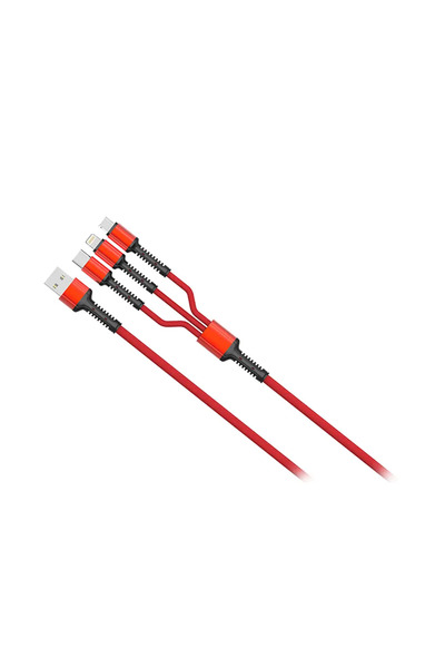 moye Cablu de date USB 3 în 1 roșu
