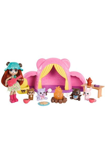 Mattel Games Enchantimals camping trip set bear doll ZA5995